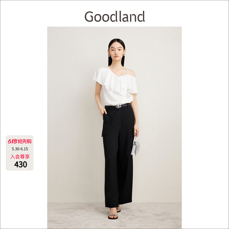 Goodland美地直筒长裤通勤ol风休闲裤女裤