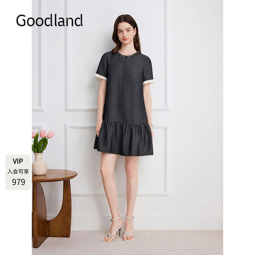 Goodland美地通勤风撞色格雷系2026夏季新款连衣裙LC36205690