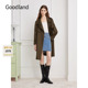LC36107090 新款 Goodland美地深咖色翻领风衣外套女中长款 2026春季
