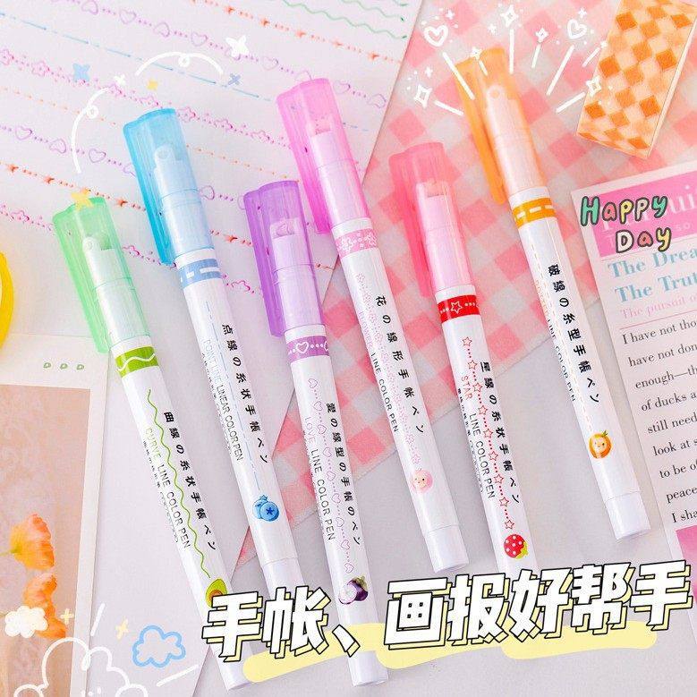 6色盒装花型轮廓笔曲线笔 学习用品手帐笔学生划标记笔荧光笔,文具电教/文化用品/商务用品,荧光笔,淘宝优惠券,粉丝福利购,淘宝优惠卷
