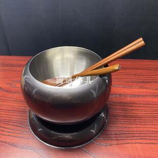 寺院用铁钵出家人的饭钵盂双层隔热不锈钢僧人吃饭用钵碗钵袋