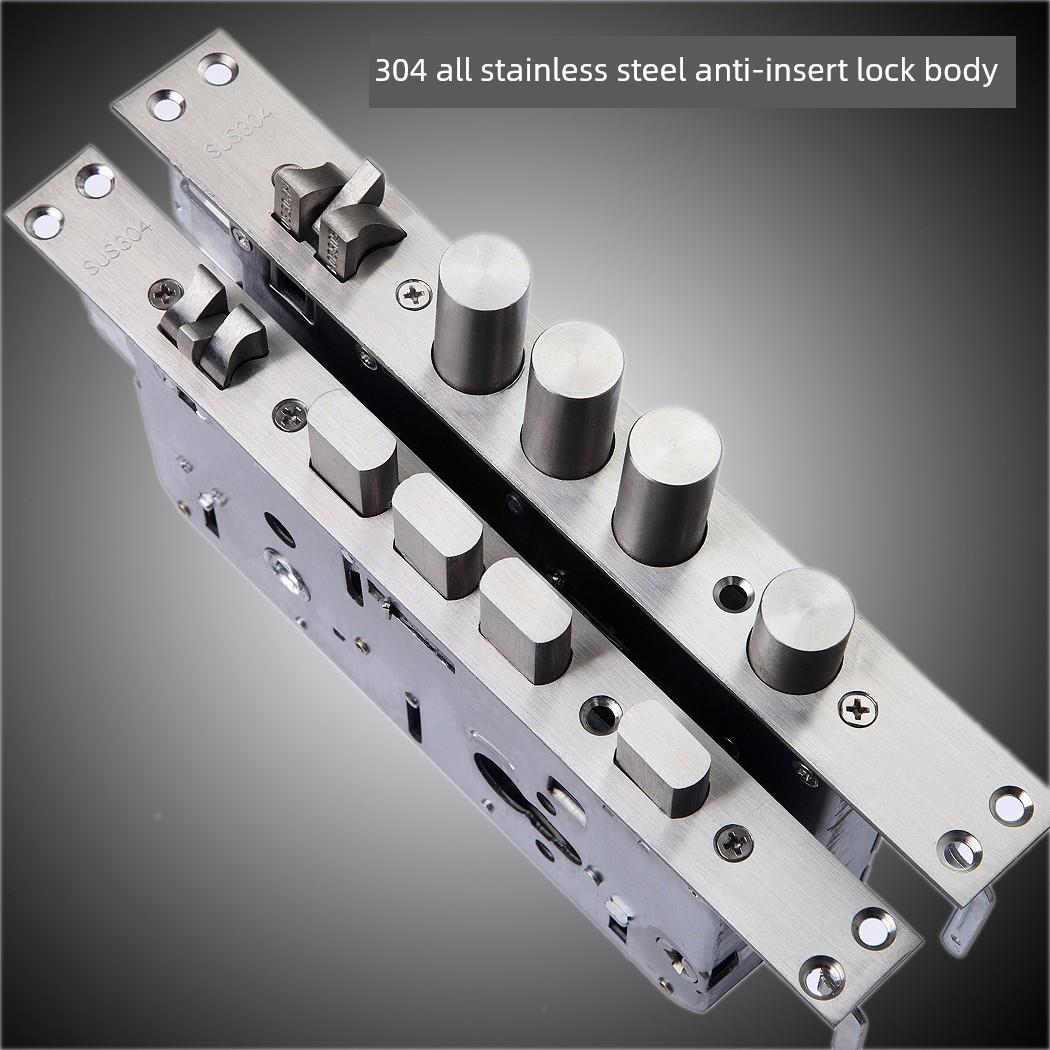 304不锈钢防盗门锁体通用大门锁体双活双快锁体防插逃生带天地钩