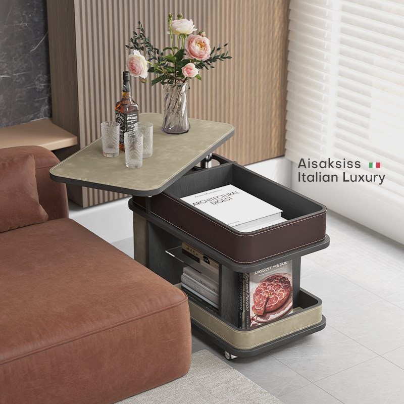 意式极简移动沙发边几可升降推车A客厅家用小户型多功能茶几小推