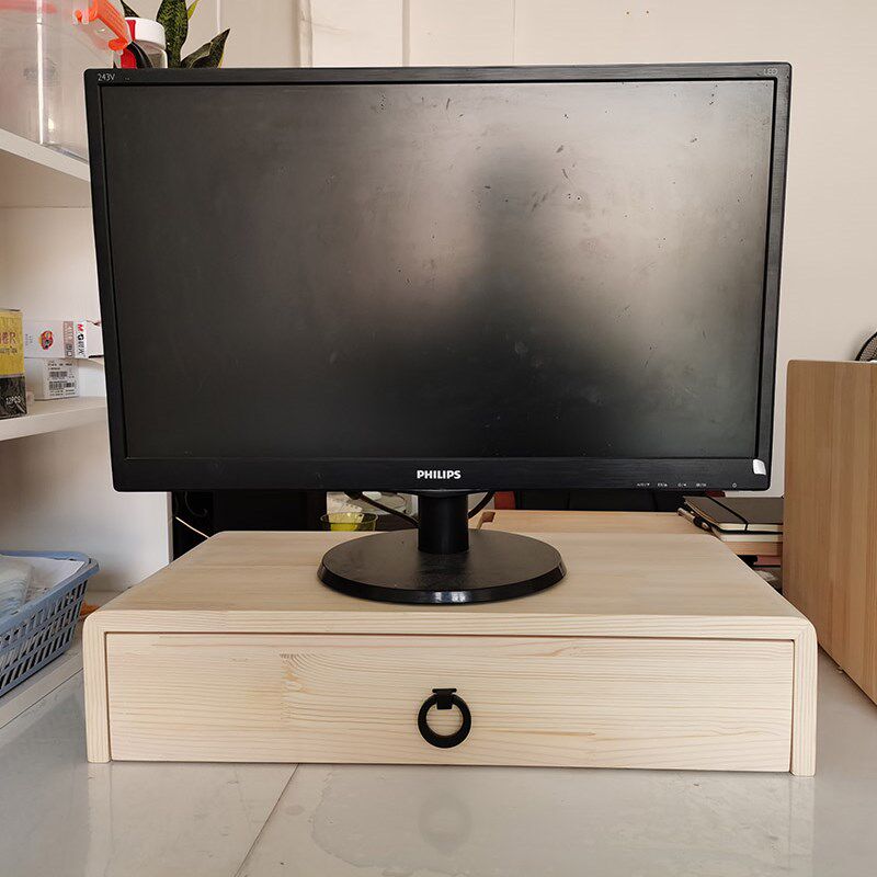 显示器增高架桌面键盘收纳整理z储物抽屉柜带滑轨实木电脑屏幕支