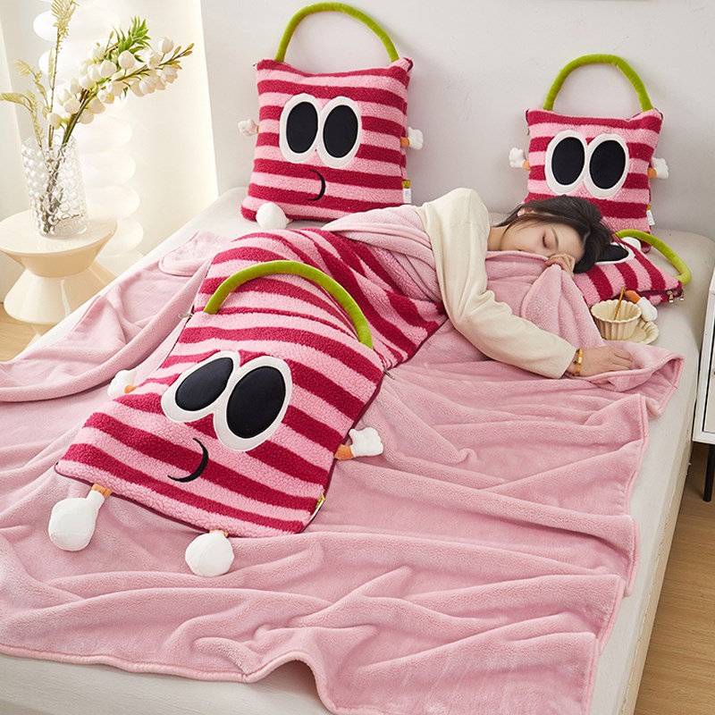 多巴胺多功能时尚手拎抱枕被子两用汽车沙发盖毯二V合一办公室午