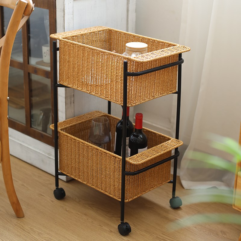 收纳层架移动小推车化妆r室厨房置物架多层客厅落地零食架储物收