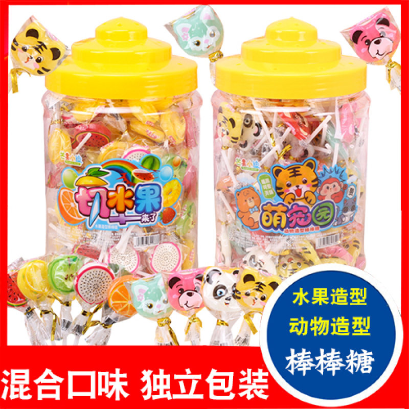 高颜值卡通动物造型棒棒糖创意糖果儿童礼物零食8g硬糖水果口味