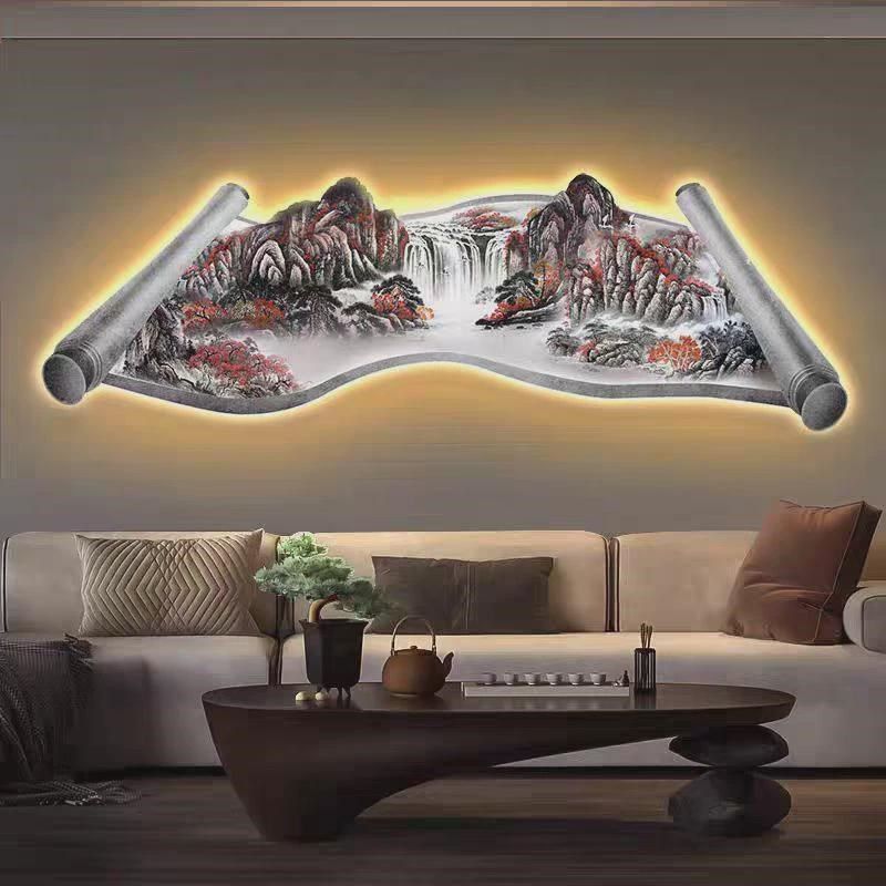 新中式客厅装饰画山水卷轴led灯D画沙发背景墙挂画办公室茶室壁画,农机/农具/农膜,播种栽苗器/地膜机,淘宝优惠券,粉丝福利购,淘宝优惠卷