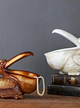 家居客厅玄关摆件创意欧式v酒柜钥匙收纳软装饰品招财摆饰门口现