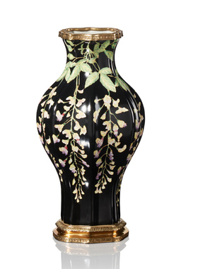 欧式美式黑色复古陶瓷配铜工艺品摆件客I厅茶几电视柜酒柜花插果