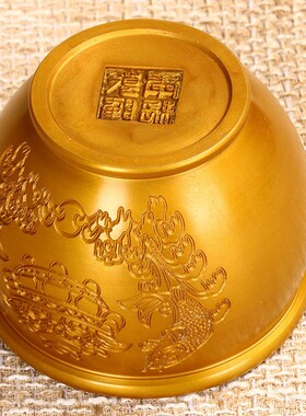 黄铜聚宝盆摆件铜l缸年年有余招财进宝家居办公书房装饰品开业乔
