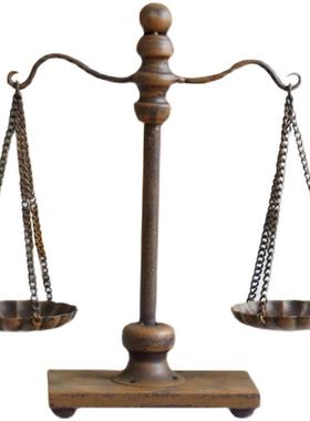 复古风做旧铁f艺天平称桌面摆件 工业风店铺天平称西洋古董装饰品