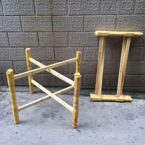 简约实木折叠支架桌脚原木实木桌腿桌脚台脚餐茶桌W支架脚配套桌