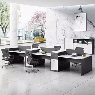 新款 高柜办公桌椅组合职员桌四人电脑桌现代简约财务桌可定制颜色