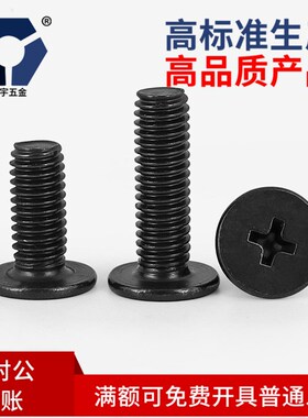 CM2x42x12黑色防锈扁平头螺丝钉304不锈钢耐腐蚀高盐雾达克罗