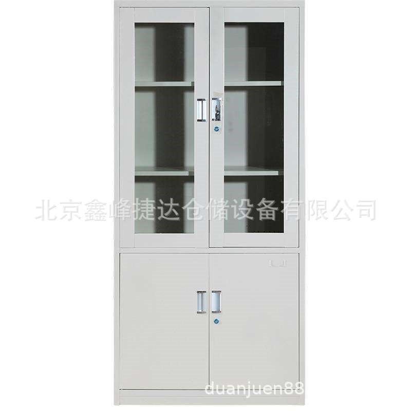 玻璃门书柜钢制财务凭证柜办公铁皮文件柜仪器柜药品柜