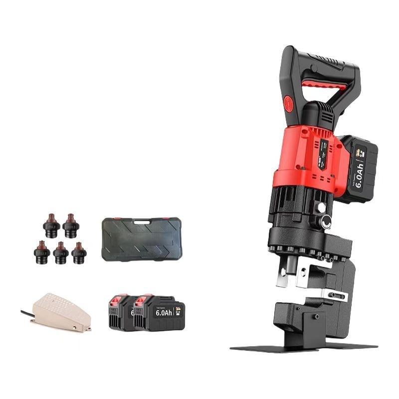 锂电液压冲孔机电动槽钢角钢角铁光伏切断机手提式两用冲