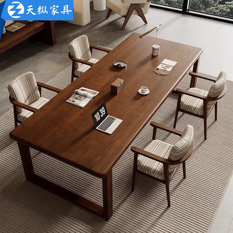 天纵北欧实木办公桌长方形白蜡木书桌家用学习写字桌客厅电脑桌椅