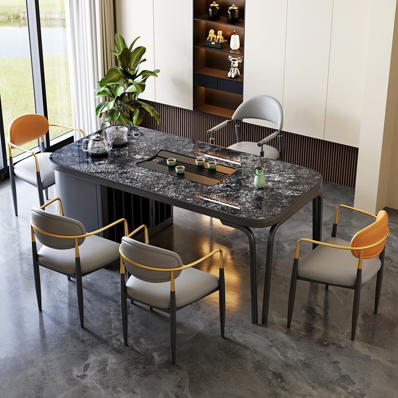 岩板阳台茶桌椅组合1.2米1.4米轻奢家用功夫茶台泡茶桌烧水壶一体