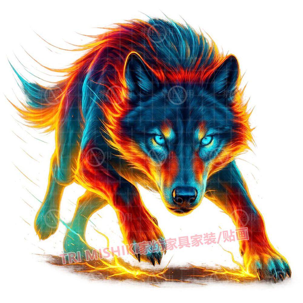 霸气狼王贴纸防水自粘墙贴宿舍卧室装饰个性贴车野狼遮丑补洞贴花