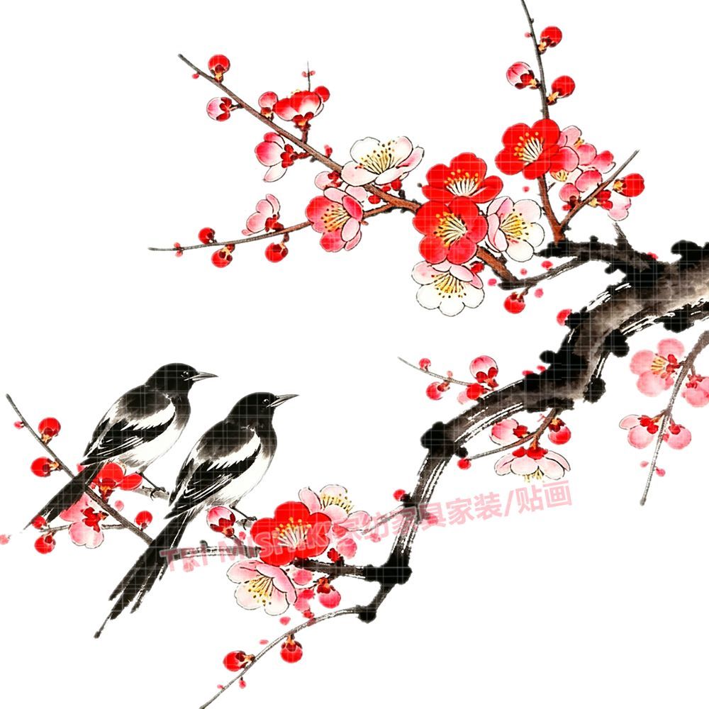 爆款艺术梅花枝头喜鹊贴纸客厅