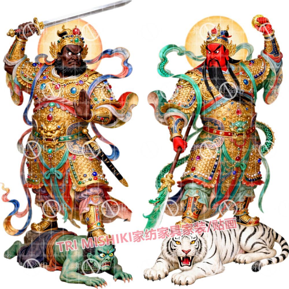 爆款护宅安宁门贴画吉祥平安墙贴开运贴画入户门神钟馗关公贴纸