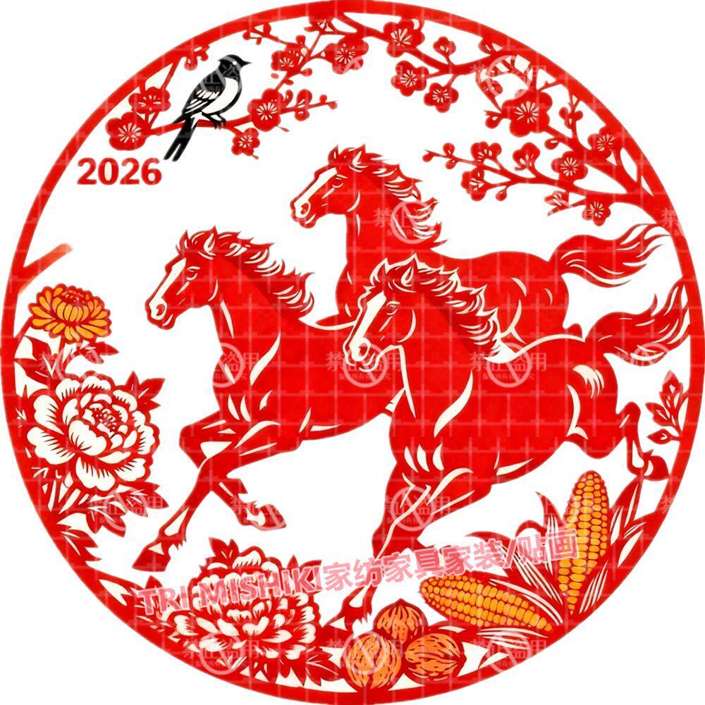 新年马到成功贴纸喜庆红火马年窗花2026新款财源广进吉祥自粘墙贴