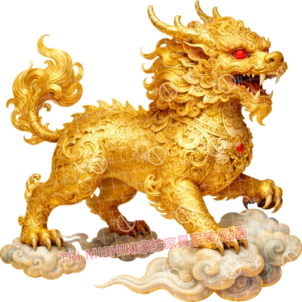镇压四方金麒麟贴纸壁画客厅玄关自粘墙贴霸气瑞兽护宅平安门贴