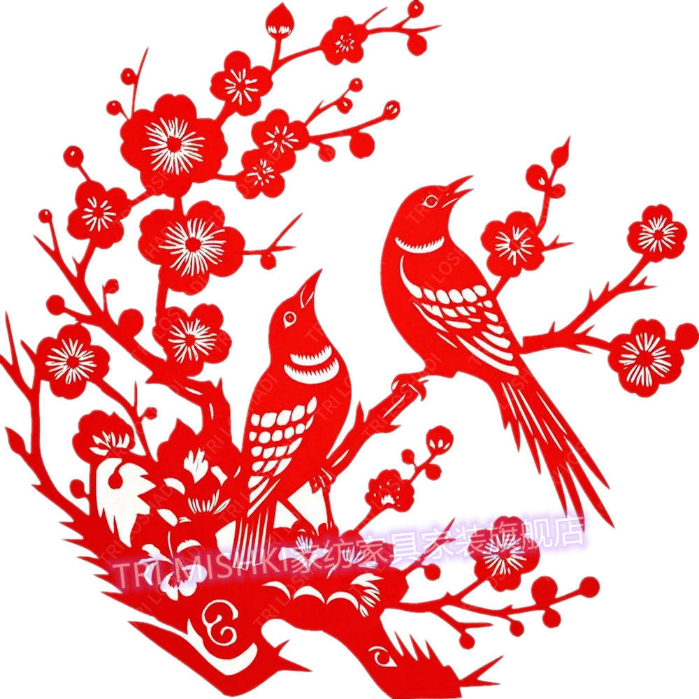 喜上眉梢喜鹊鸟贴纸平安好运墙上装饰画新款柜门自粘画网红窗花