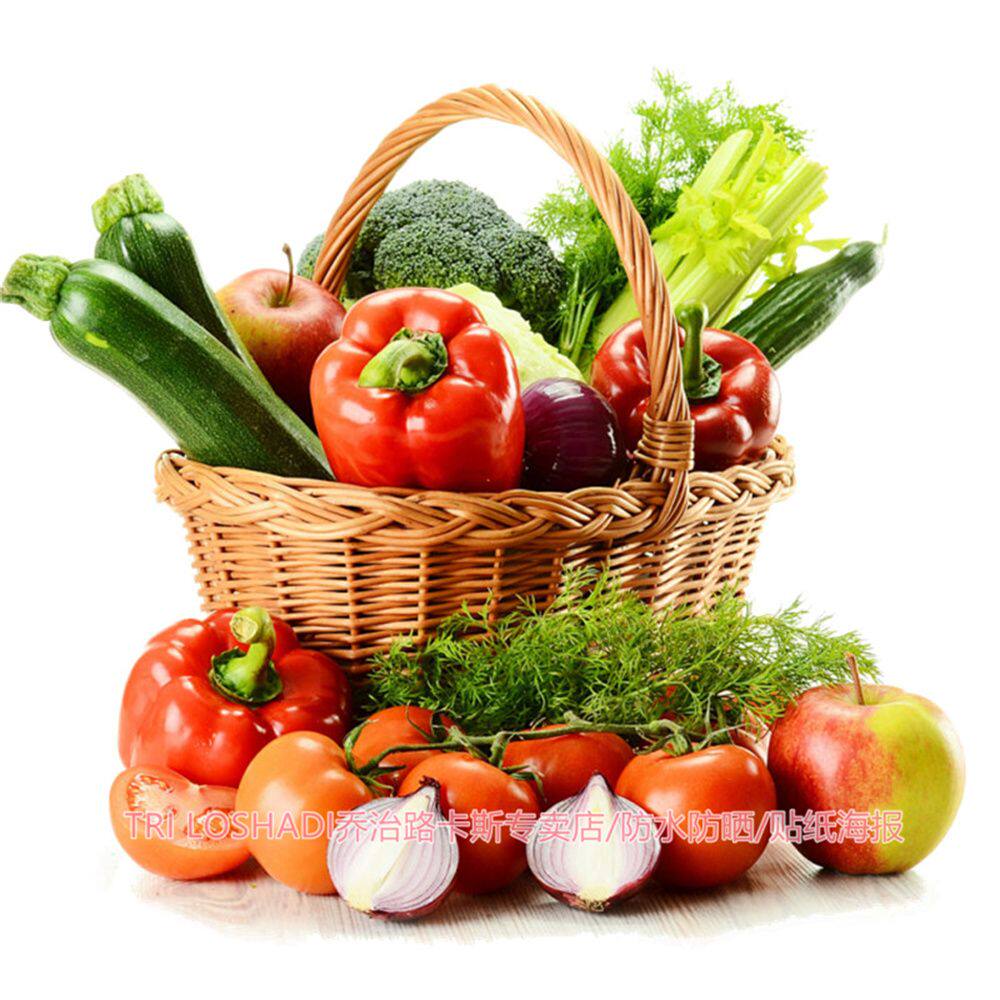 水果自粘门窗贴花蔬菜篮子贴纸厨房墙壁画冰箱贴画柜门遮丑划痕贴