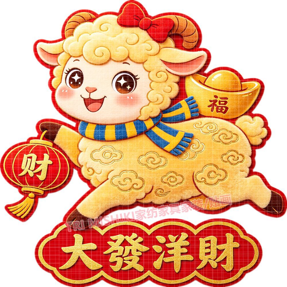 福到我家羊年贴纸可爱卡通小羊自