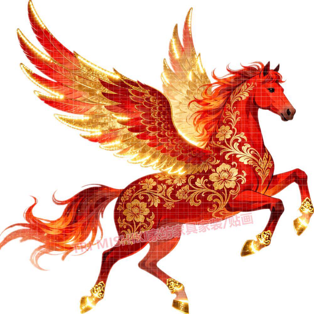 金马赐福马到成功贴纸新款红红火火吉祥如意骏马墙贴防水自粘门贴