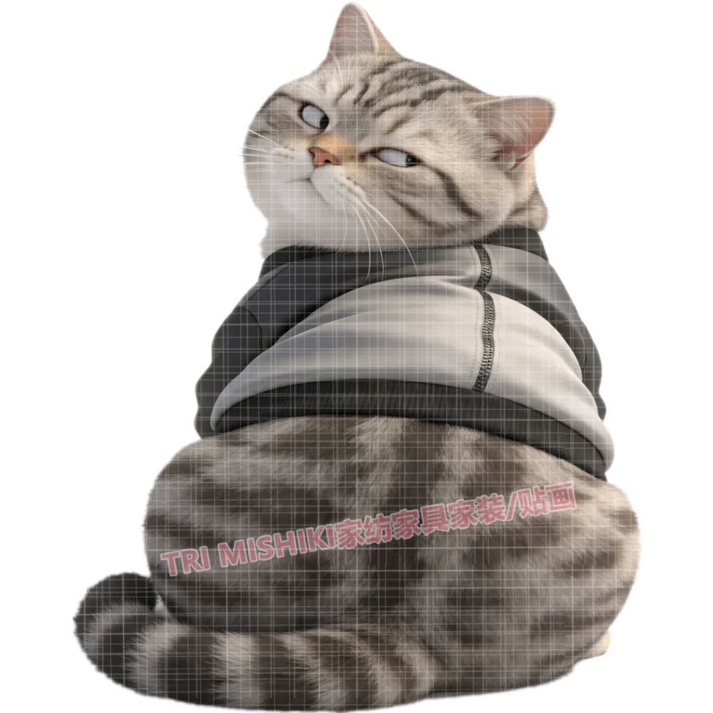 可爱胖猫自粘防水墙贴