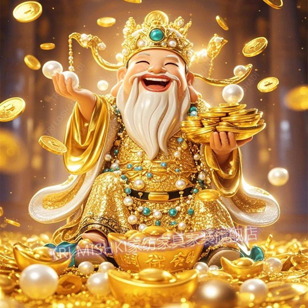 新年暴富财神爷贴纸壁画网红新款墙上粘贴画招财进宝门窗防水贴画