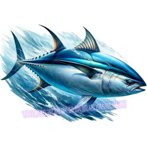 深海鱼金枪鱼贴纸钓箱贴画钓鱼佬防水自粘贴渔具店门窗装饰贴画