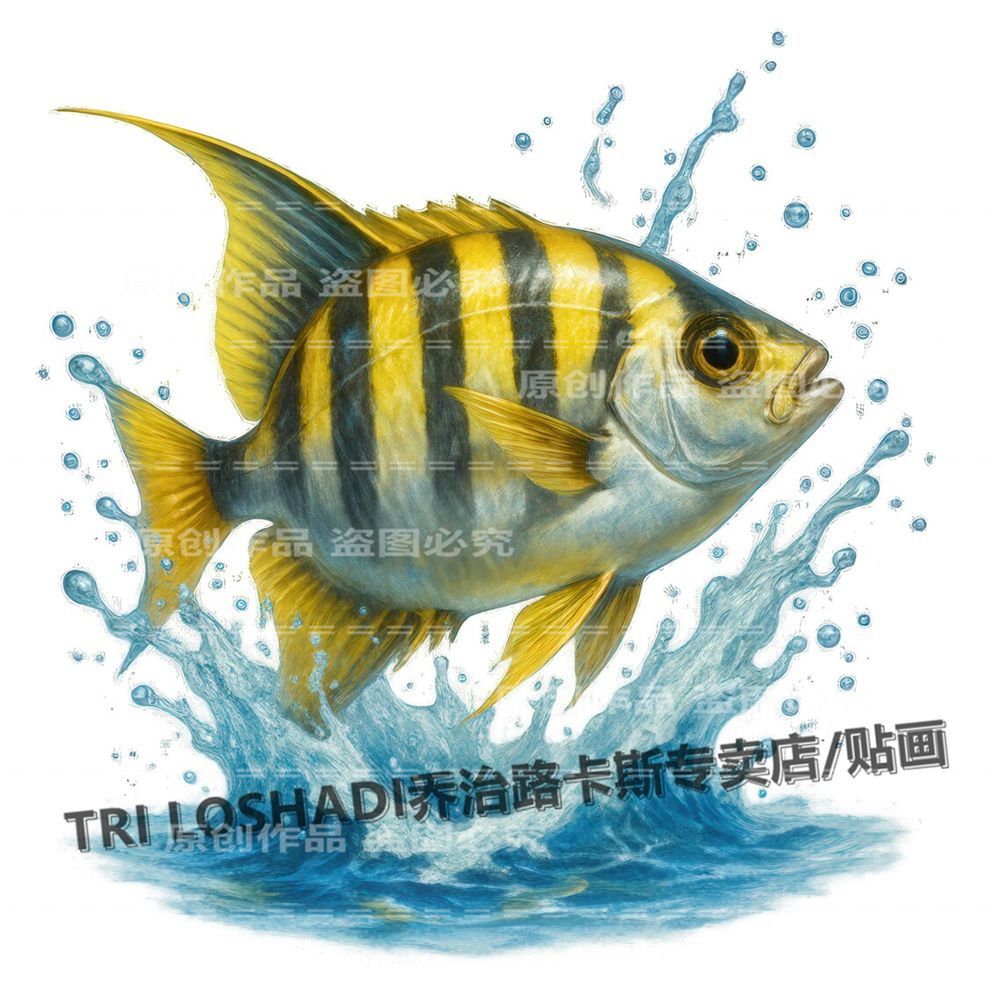 深海鱼贴纸钓鱼佬贴钓箱防水贴画装饰路亚钓鱼必中鱼类自粘贴车