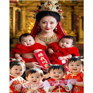 送子观音壁画卧室床头墙贴多子多福接好孕自粘门贴健康宝宝贴画