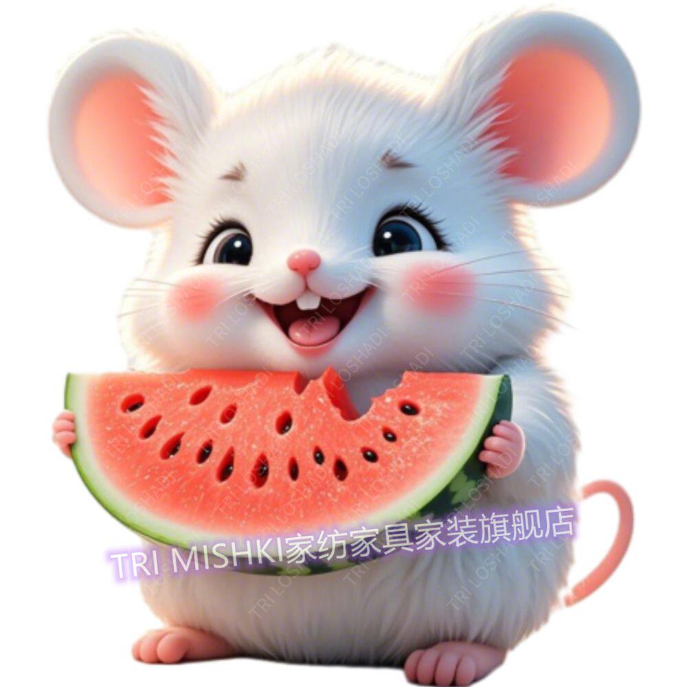 吃货小老鼠贴纸可爱动物图案粘贴画防油厨房贴画新款水果门窗贴画