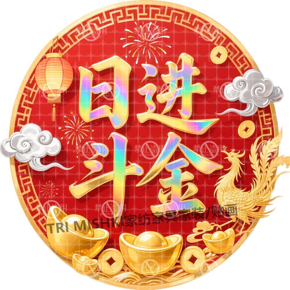 金龙金凤凰日进斗金贴纸壁画人才两旺墙上粘贴画风水布置防水贴画