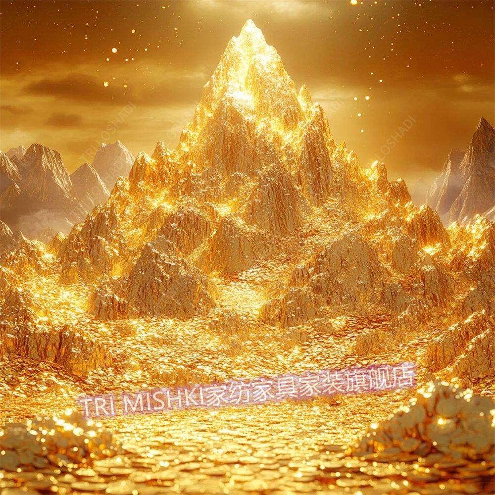 日照金山贴纸画客厅背景墙贴床头画背靠金山人财两旺自粘门窗贴饰
