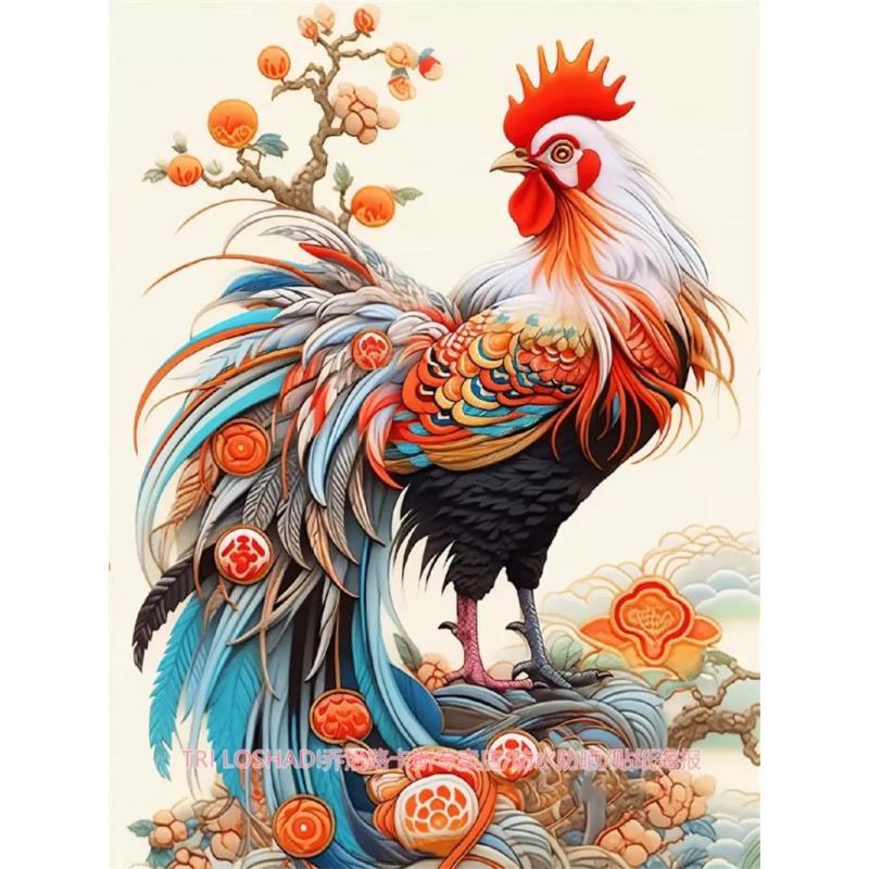 中国风公鸡贴纸平安喜庆墙贴画遮丑补洞装饰防水门窗贴花爆款自贴
