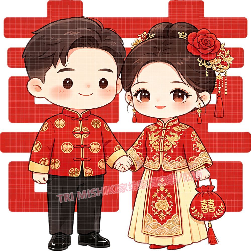 新婚夫妻贴纸喜结连理婚房布置喜