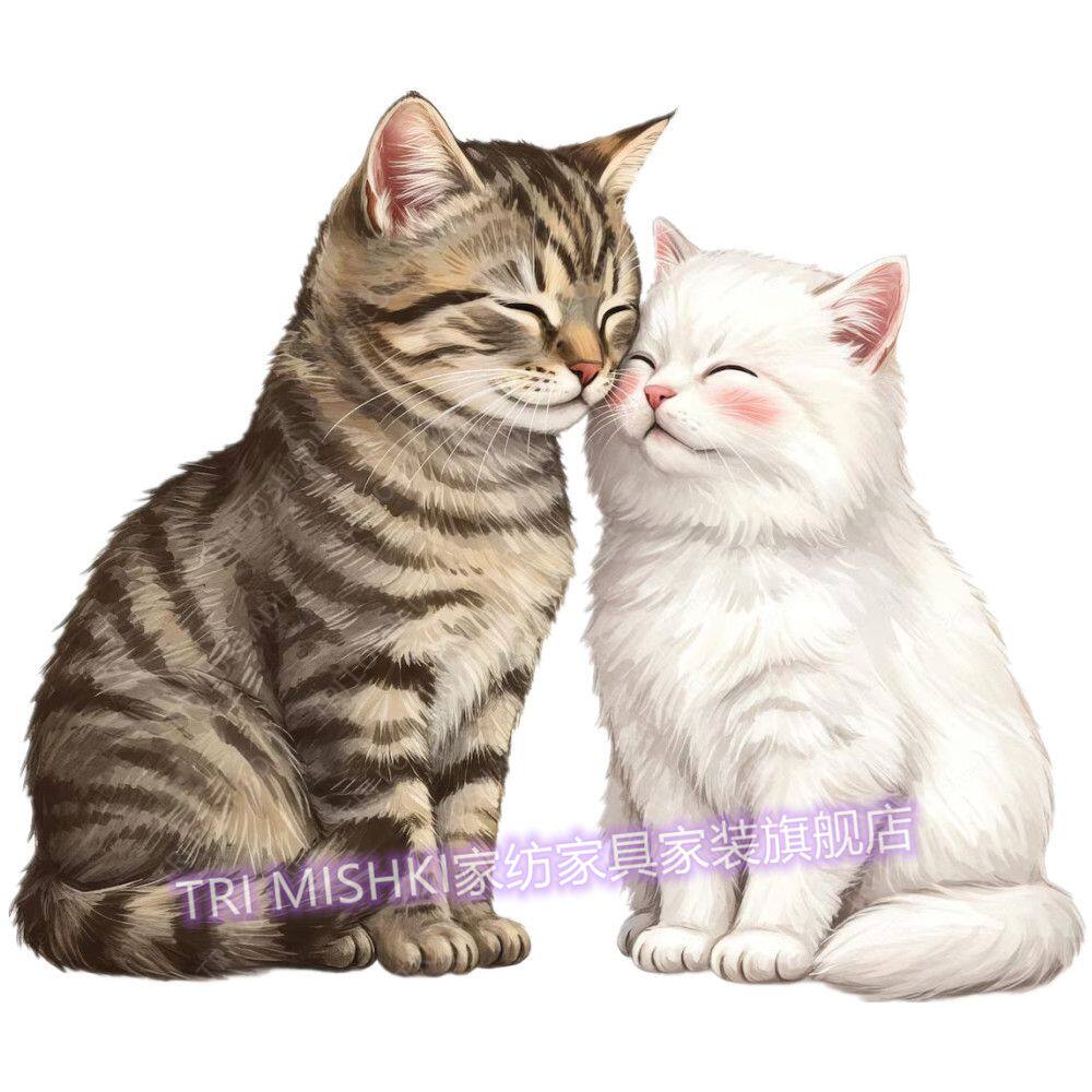 猫咪宝贝贴纸新款可爱门窗贴画遮丑划痕贴冰箱卧室墙上小猫粘贴画