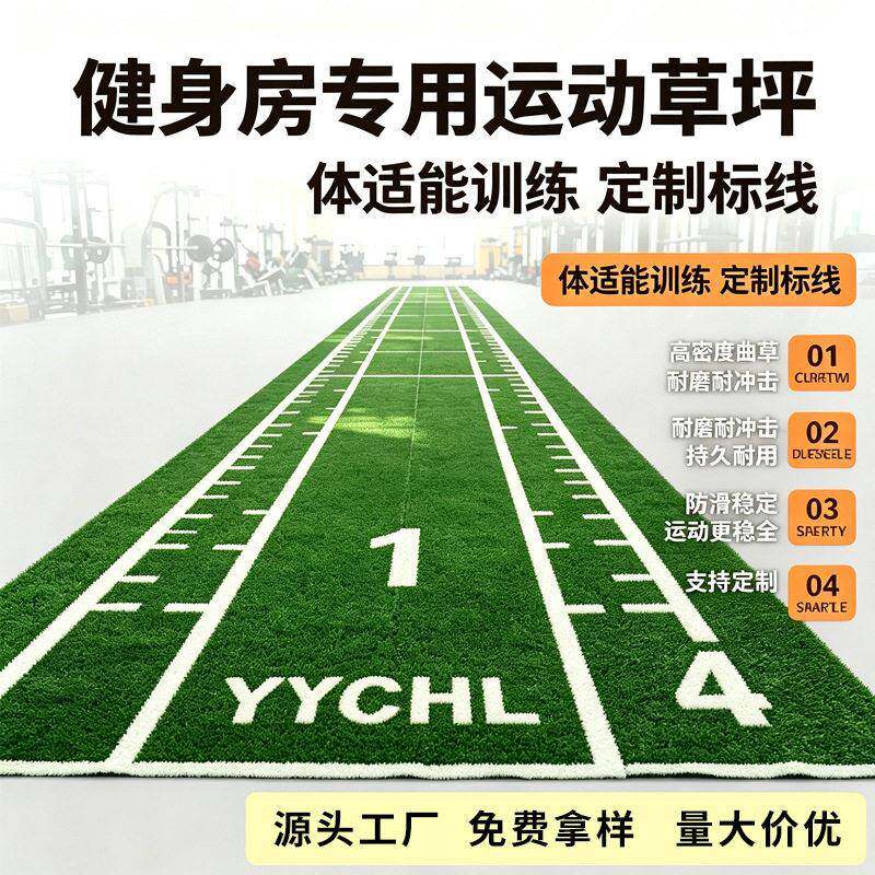 健身房人造草坪雪橇专用防滑耐磨加密免填充室私教区人工草皮