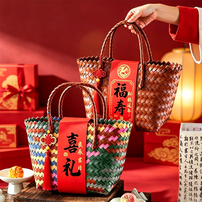 备婚好物伴手礼编织包手提篮乔迁