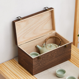 实木茶具防尘茶壶储存盒箱有盖茶碗茶杯茶道收纳盒收纳架厨房餐具