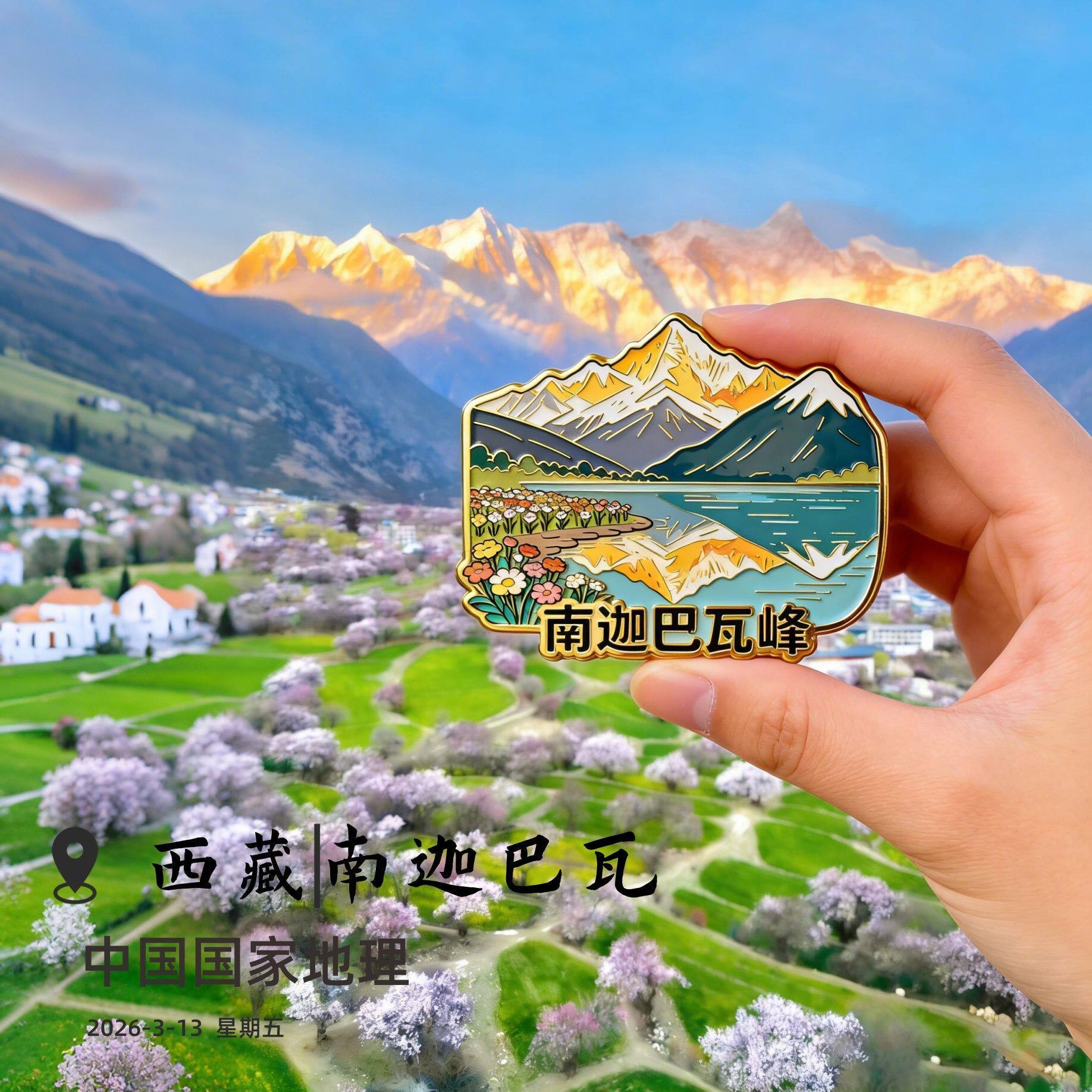 2026新款西藏南迦巴瓦峰金属冰箱贴磁贴磁吸个性创意纪念品礼物 - 实物图