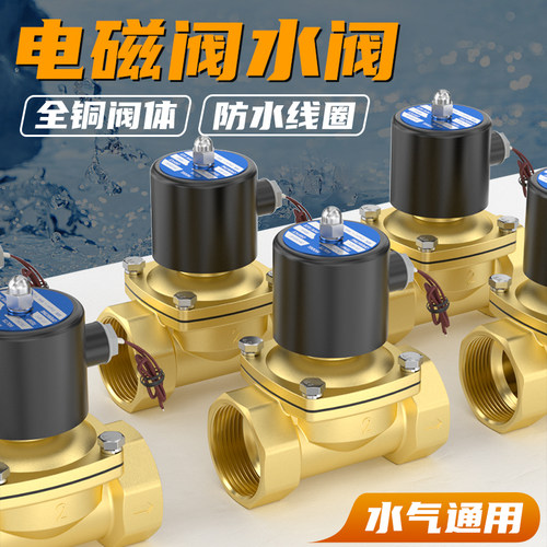 2W常闭进水24V电磁阀220V铜开关阀2分4分6分1寸放水控制阀12V水阀