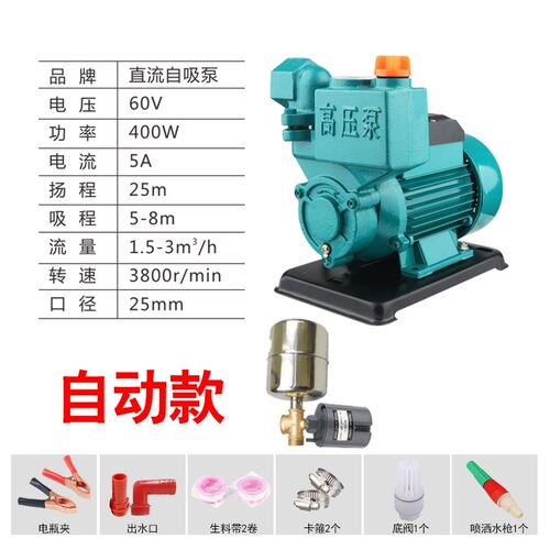 直流12v48v小型自吸泵抽水机船用浇菜洗车园林电瓶车自来水增压泵