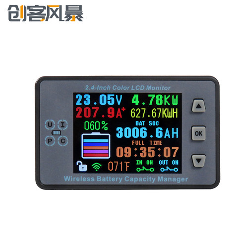 VAC8810F 2.4寸彩屏无线电池电压电流温度容量表房车电动车库仑计